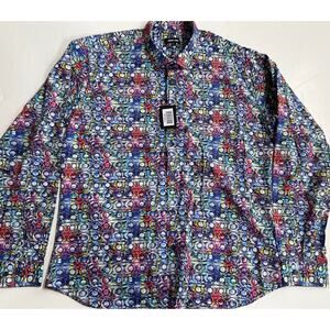 Jared Lang Men's Trim Fit Multicolor Button-Up Shirt T-757 Size 2XL